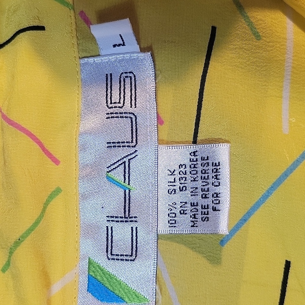 CHAUS Multicolored Printed Silk‎ Button Up Short Sleeves Women's Blouse Large - Picture 8 of 8